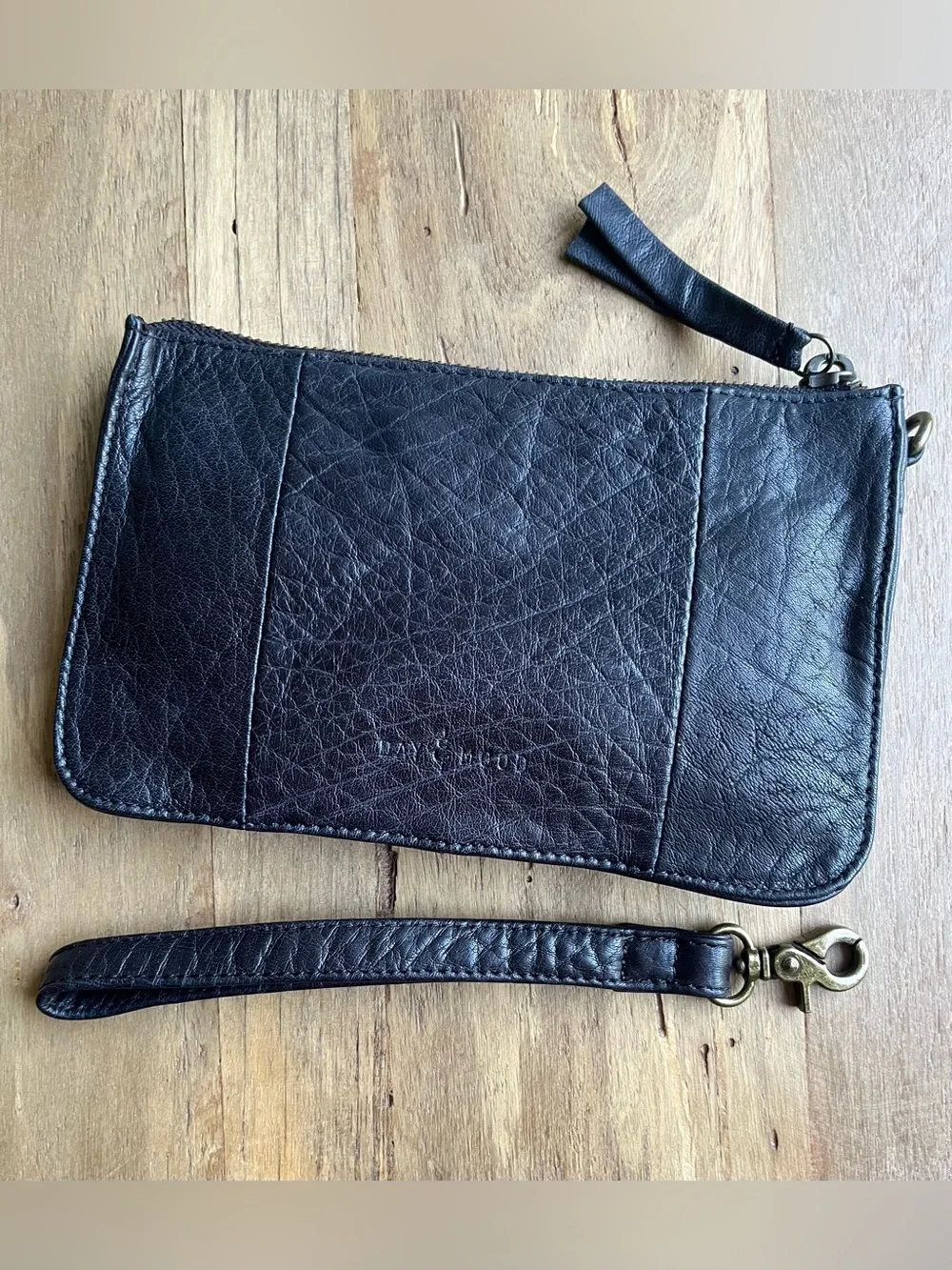 DAY & Mood  Anthropologie Anni Clutch Leather Wristlet Black